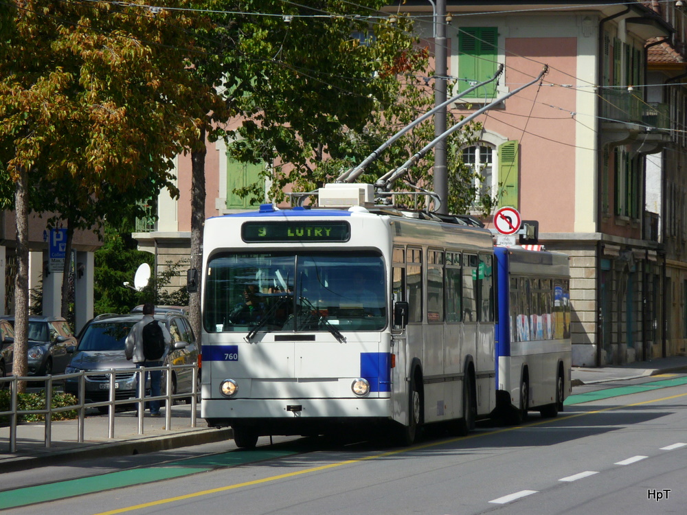 TL - NAW Trolleybus Nr.760 unterwegs in Lausanne auf der Linie 9 am 09.09.2010