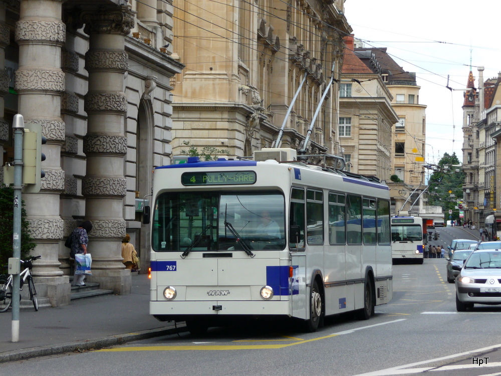TL - NAW Trolleybus Nr.767 unterwegs in Lausanne auf der Linie 4 am 09.09.2010