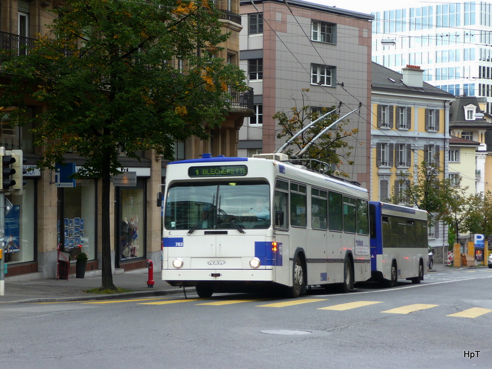 TL - NAW Trolleybus Nr.783 unterwegs in Lausanne auf der Linie 1 am 09.09.2010