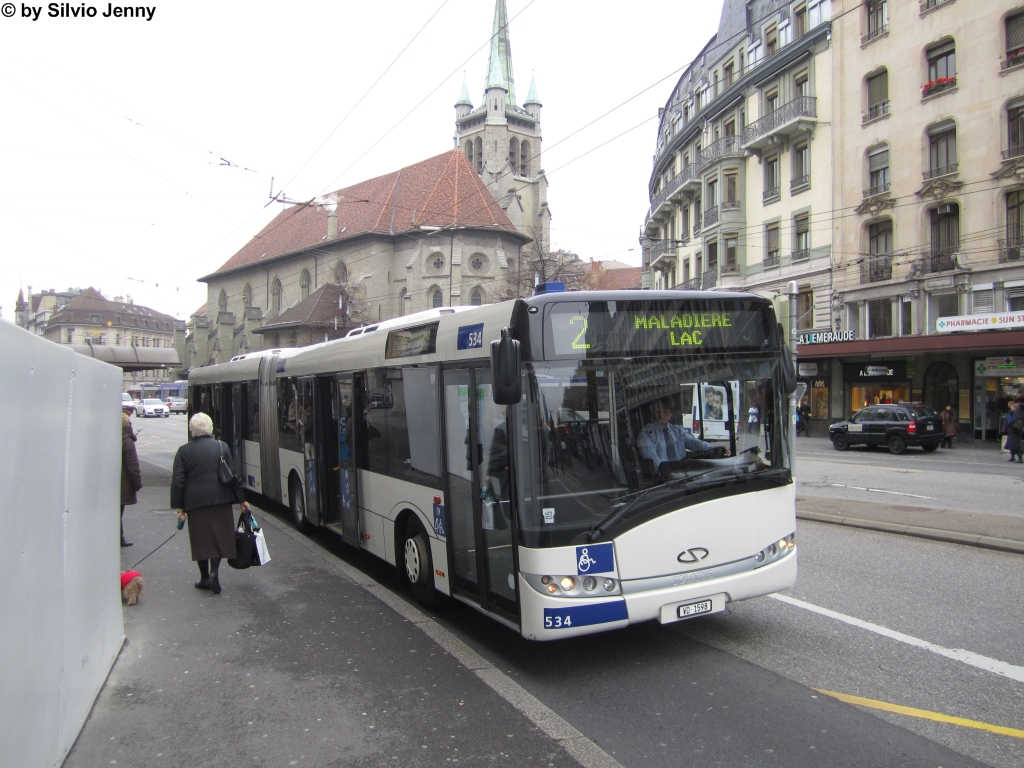 tl Nr. 534 (Solaris Urbino 18) am 20.11.2012 in Lausanne, St-Francois.