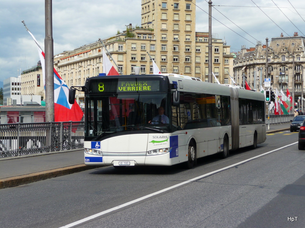 TL - Solaris Nr.531 VD 1538 unterwegs in Lausanne auf der Linie 8 am 09.09.2010