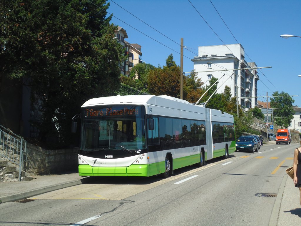 TN Neuchtel - Nr. 147 - Hess/Hess Gelenktrolleybus am 11. Juli 2011 in Neuchtel, Le Rocher