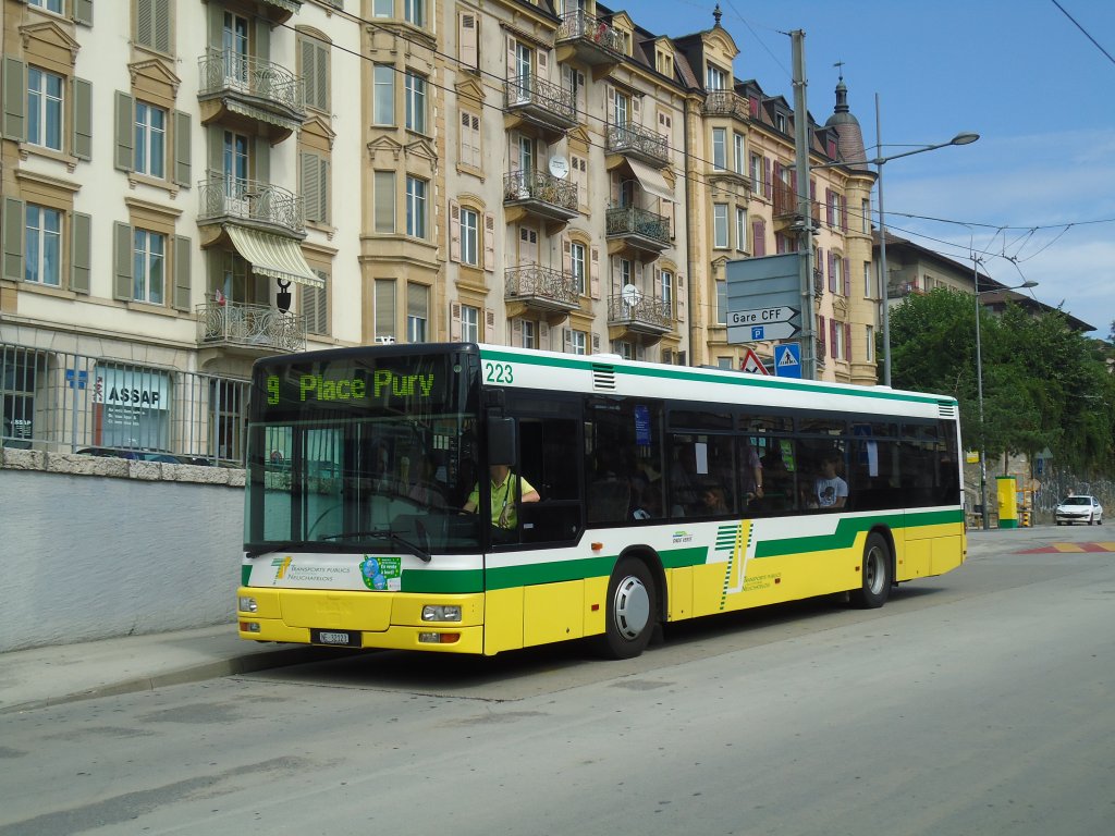 TN Neuchâtel Nr. 223/NE 32'123 MAN am 6. September 2010 Neuchâtel, Bahnhof