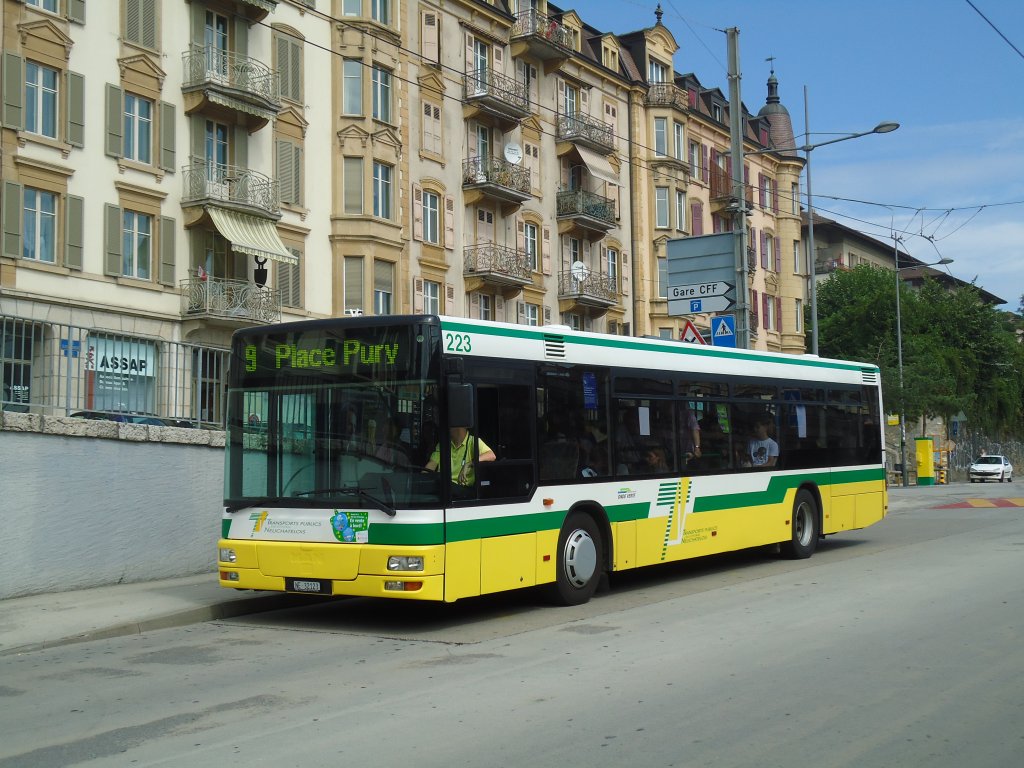 TN Neuchtel Nr. 223/NE 32'123 MAN am 6. September 2010 Neuchtel, Bahnhof