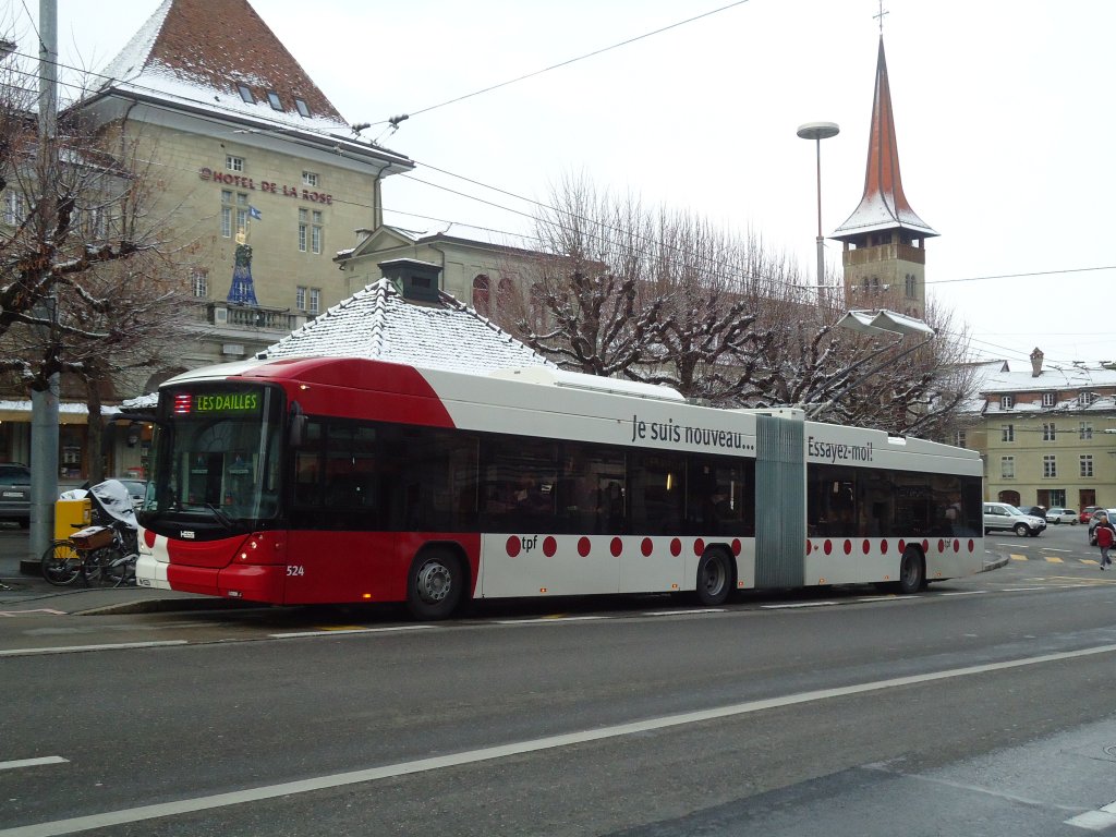 TPF Fribourg Nr. 524 Hess/Hess Gelenktrolleybus am 26. November 2010 Fribourg, Tilleul
