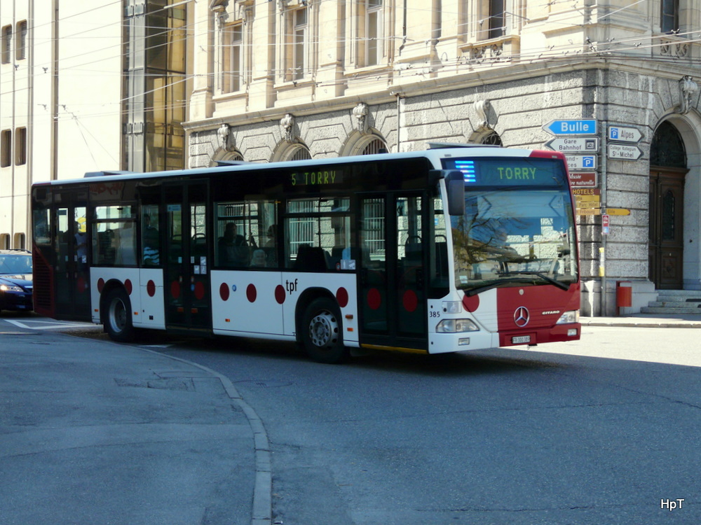 tpf - Mercedes Citaro Nr.385 FR 300389 unterwegs in der Stadt Fribourg am 09.04.2011

