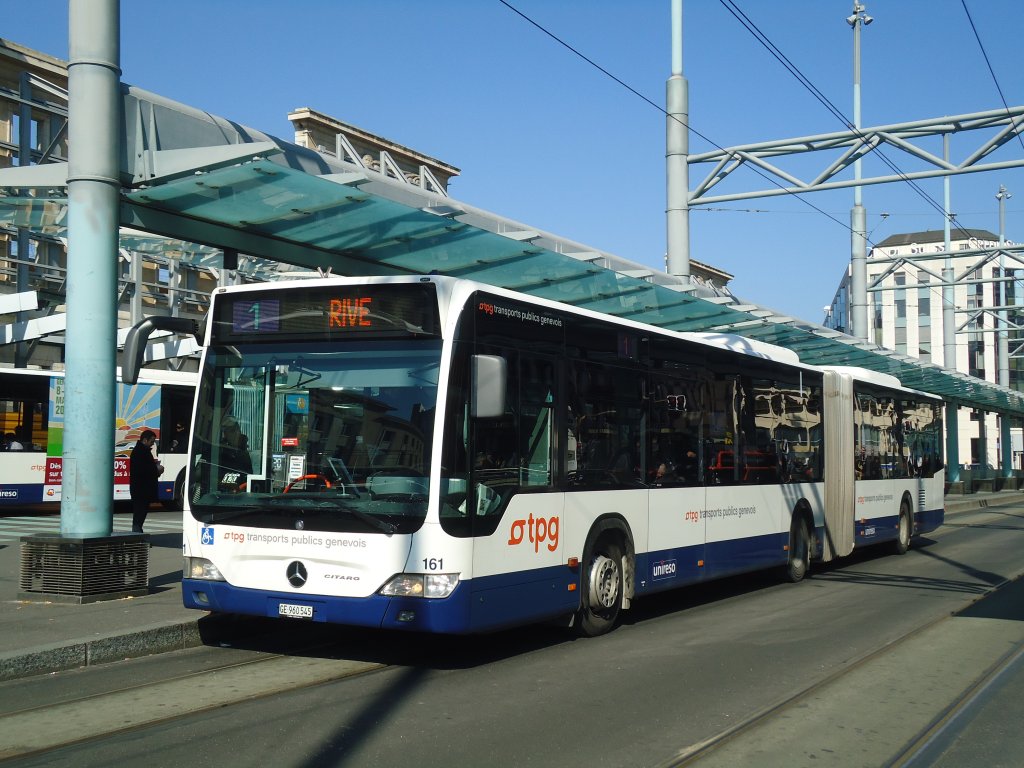 TPG Genve - Nr. 161/GE 960'545 - Mercedes Citaro am 9. Mrz 2012 beim Bahnhof Genf
