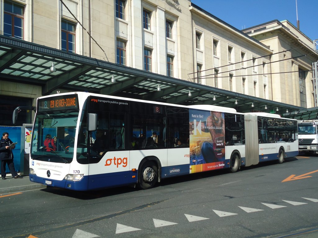 TPG Genve - Nr. 170/GE 960'554 - Mercedes Citaro am 9. Mrz 2012 beim Bahnhof Genf
