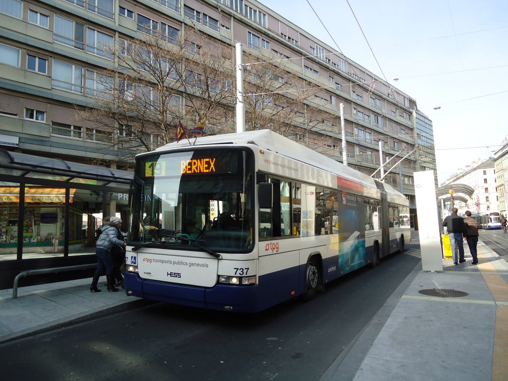 TPG Genve - Nr. 737 - Hess/Hess Gelenktrolleybus am 10. Mrz 2011 in Genve, Coutance
