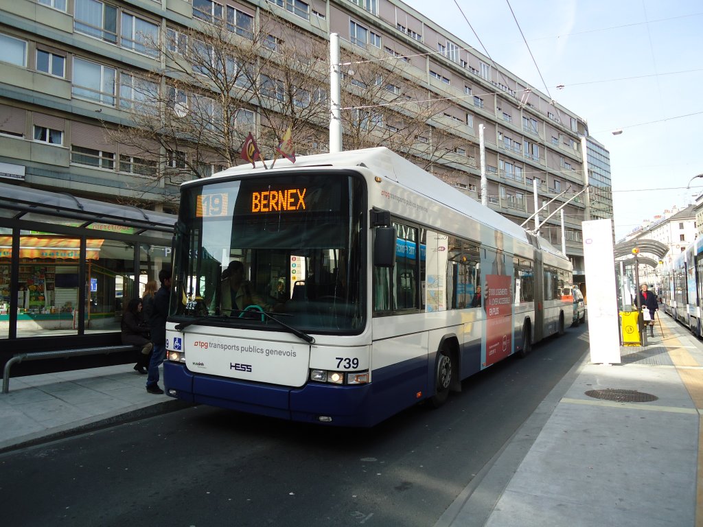 TPG Genve - Nr. 739 - Hess/Hess Gelenktrolleybus am 10. Mrz 2011 in Genve, Coutance