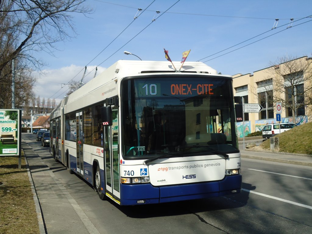 TPG Genve - Nr. 740 - Hess/Hess Gelenktrolleybus am 10. Mrz 2011 in Genve, Franchises