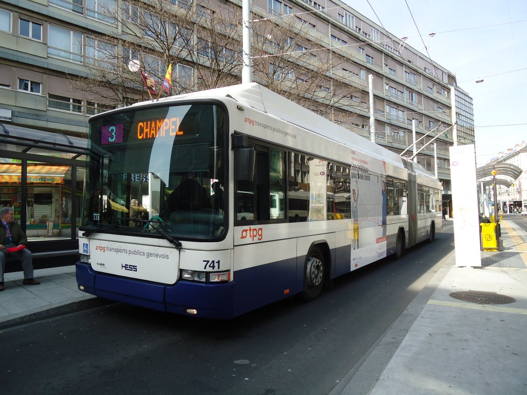 TPG Genve - Nr. 741 - Hess/Hess Gelenktrolleybus am 10. Mrz 2011 in Genve, Coutance