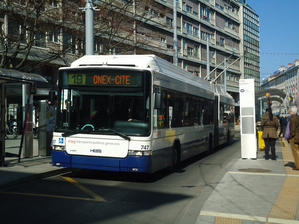 TPG Genève - Nr. 747 - Hess/Hess Gelenktrolleybus am 9. März 2012 in Genève, Coutance