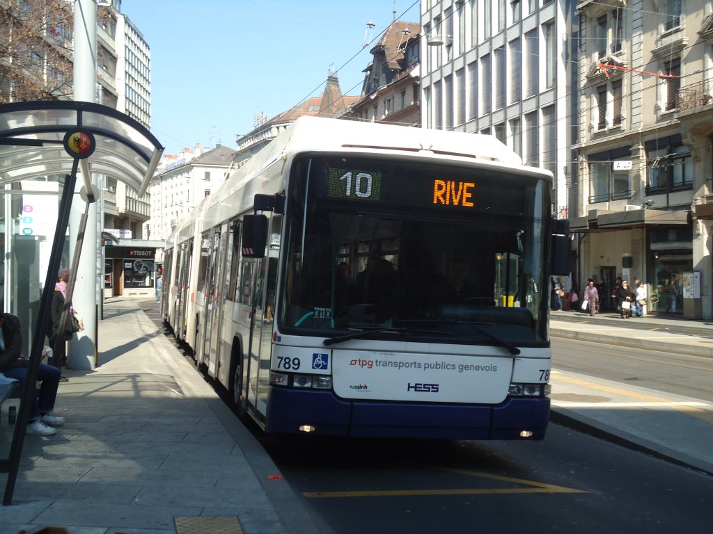 TPG Genve - Nr. 789 - Hess/Hess Doppelgelenktrolleybus am 9. Mrz 2012 in Genve, Coutance