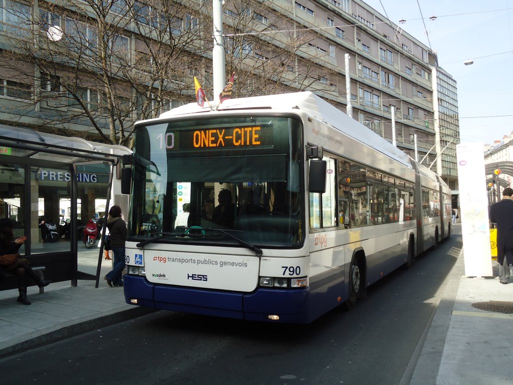 TPG Genve - Nr. 790 - Hess/Hess Doppelgelenktrolleybus am 10. Mrz 2011 in Genve, Coutance