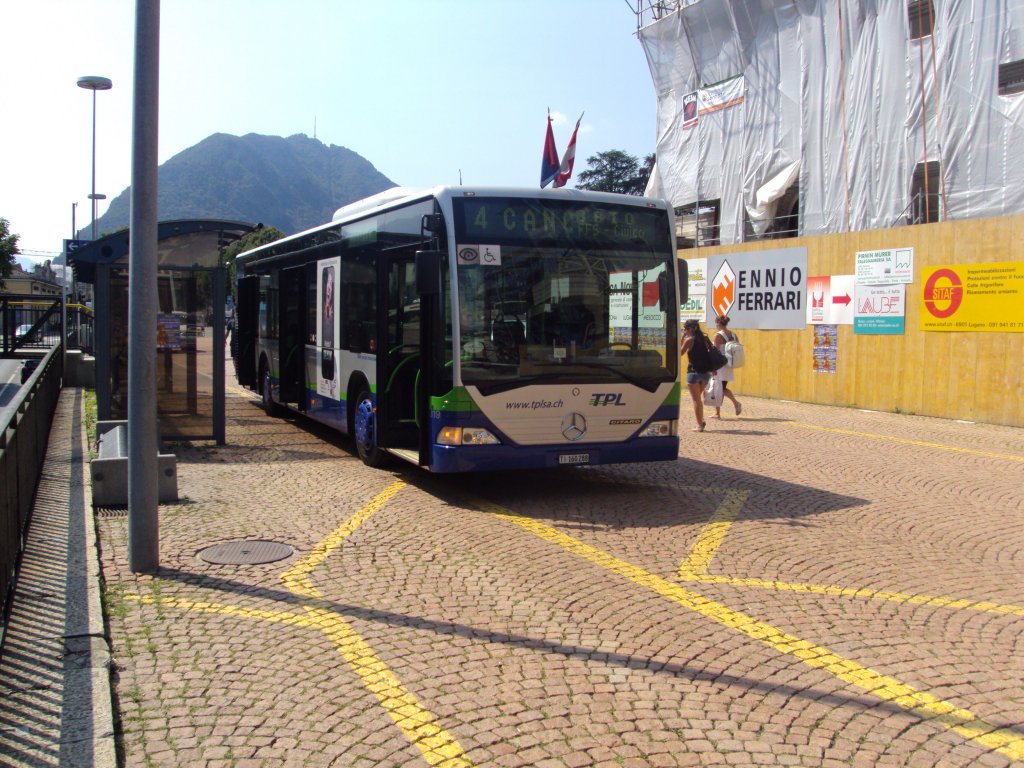 TPL-Mercedes Citaro NR.319 beim Bahnhof Lugano am 1.8.13.