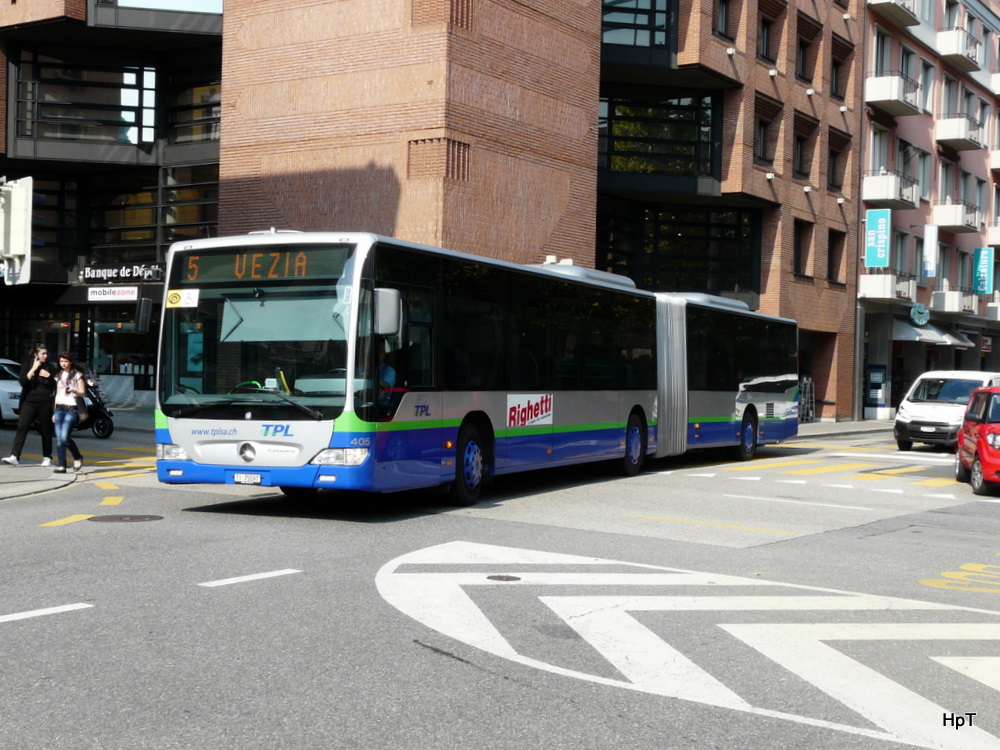 TPL - Mercedes Citaro Nr.405  TI 75597 unterwegs in der Stadt Lugano am 30.09.2011