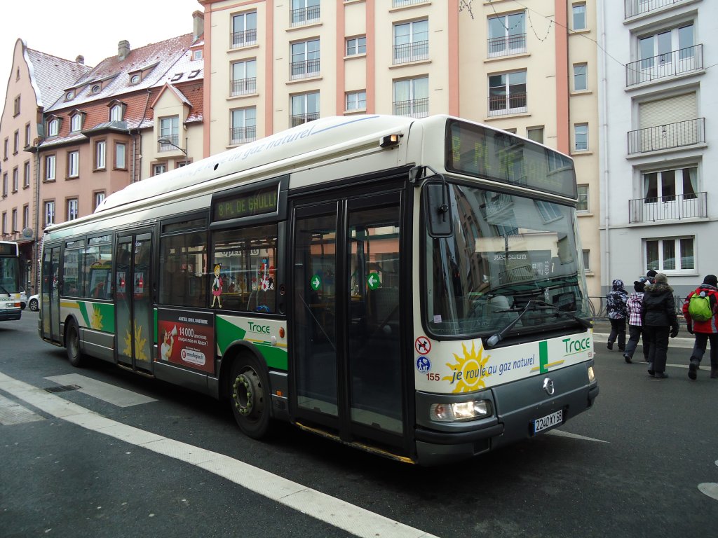 TRACE Colmar - Nr. 155/2240 XY 68 - Irisbus am 8. Dezember 2012 in Colmar, Théâtre