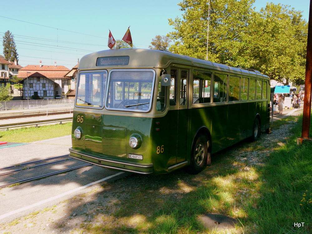 Trammuseum Bern  / Bern Mobil - Oldtimer Saurer  Nr.86 in Bolligen am 18.08.2012