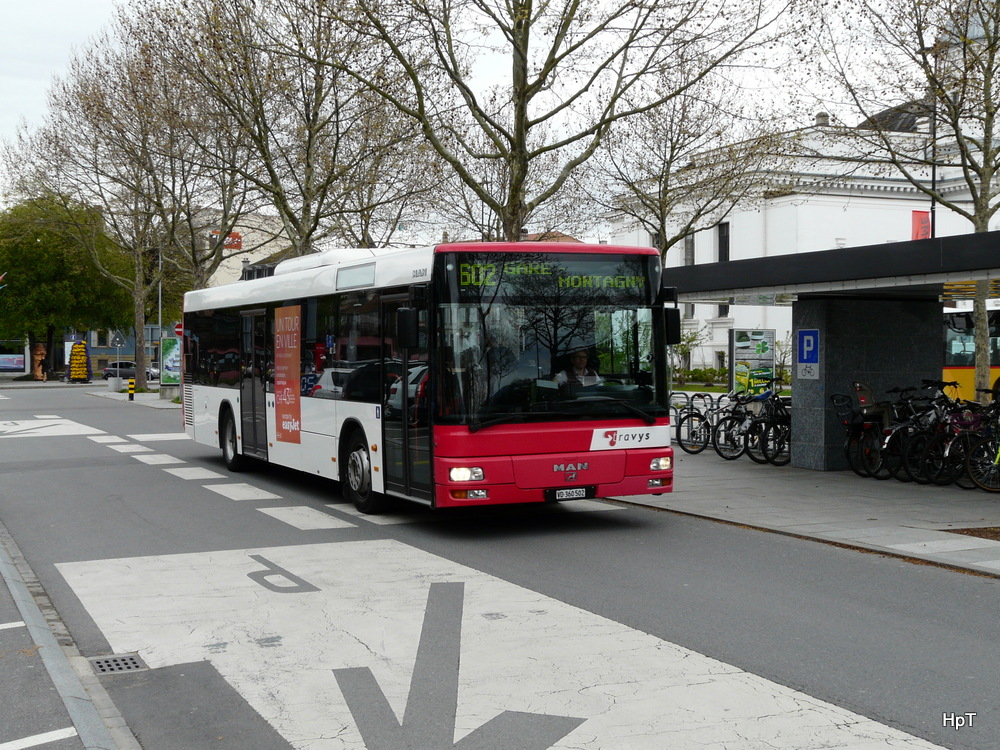 travys - MAN  VD  360502 unterwegs auf der Linie 602 in Yverdon les Bains am 25.04.2012