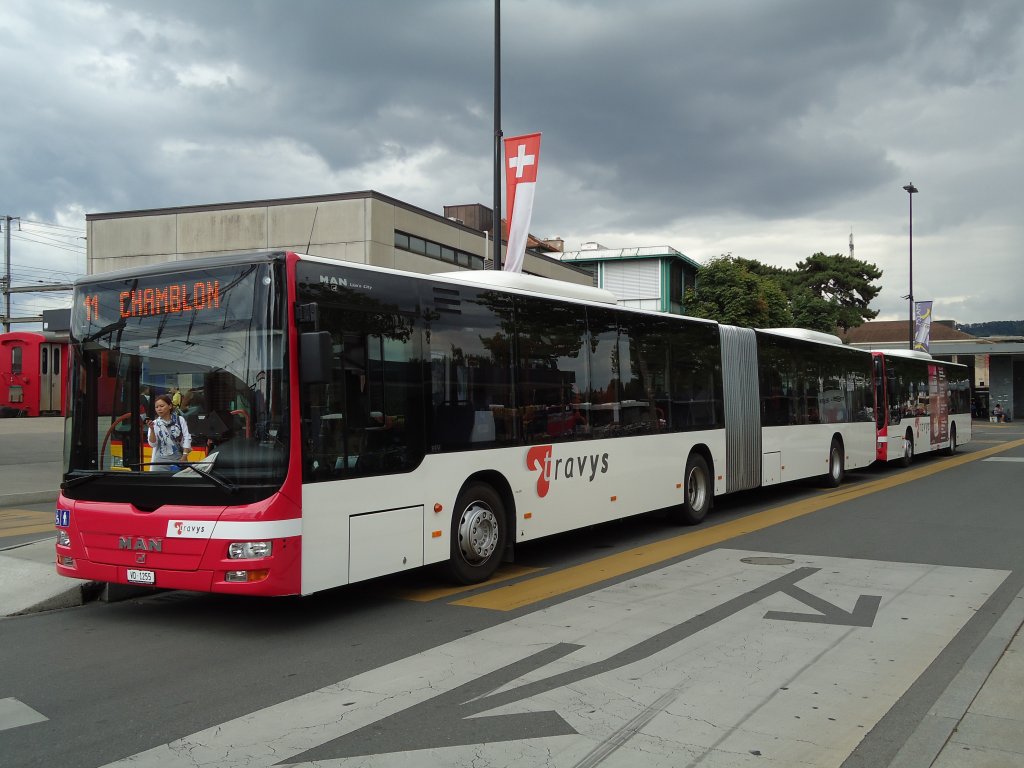 TRAVYS Yverdon VD 1255 MAN am 26. Juli 2010 Yverdon, Bahnhof