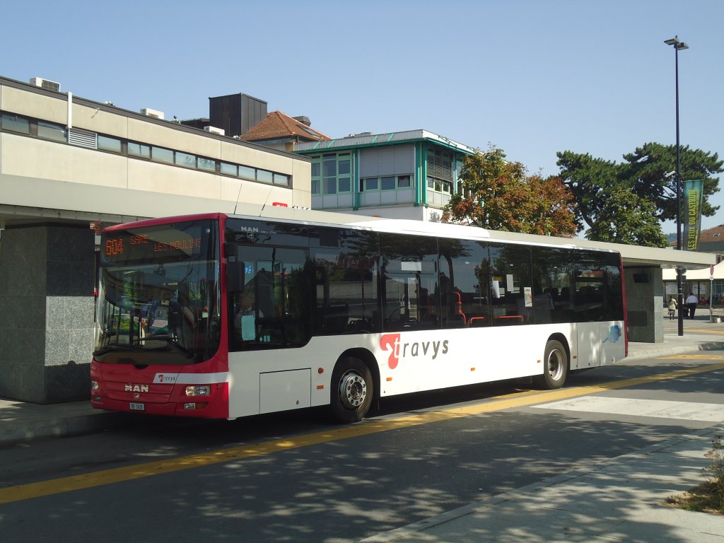 TRAVYS Yverdon - VD 1418 - MAN am 19. August 2012 beim Bahnhof Yverdon