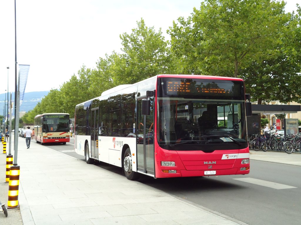 TRAVYS Yverdon VD 1418 MAN am 26. Juli 2010 Yverdon, Bahnhof