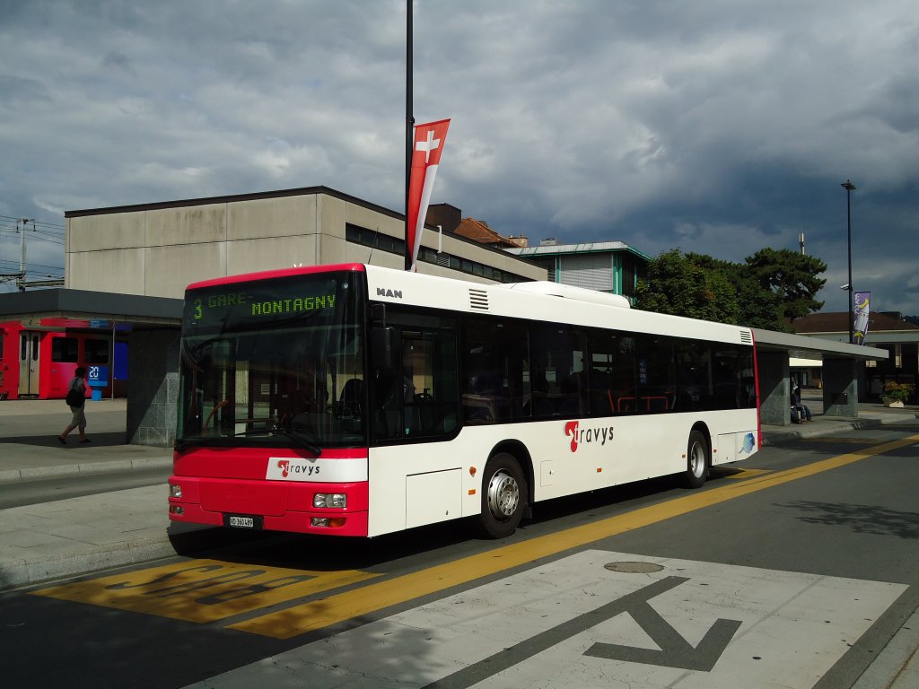 TRAVYS Yverdon VD 360'489 MAN am 26. Juli 2010 Yverdon, Bahnhof