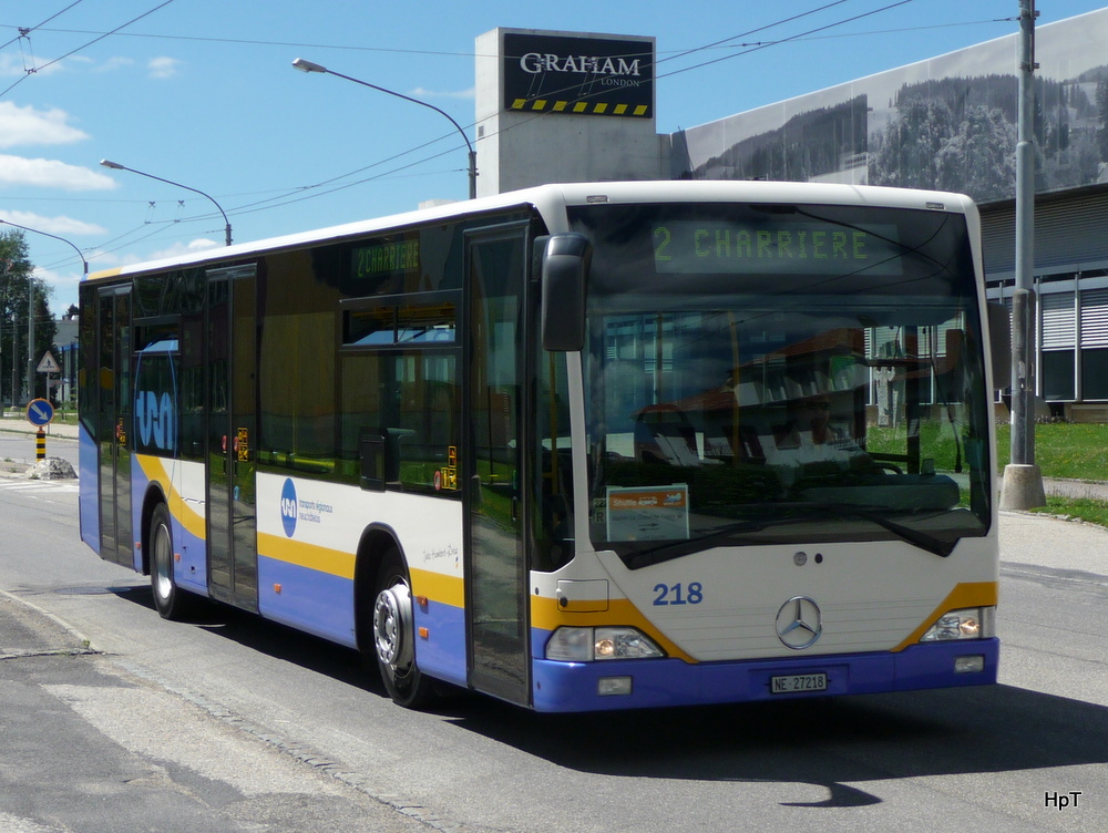 trn La Chaux de Fonds - Mercedes Citaro Nr.218  NE 27218 unterwegs auf der Linie 2 in La Chaux de Fonds am 31.07.2010