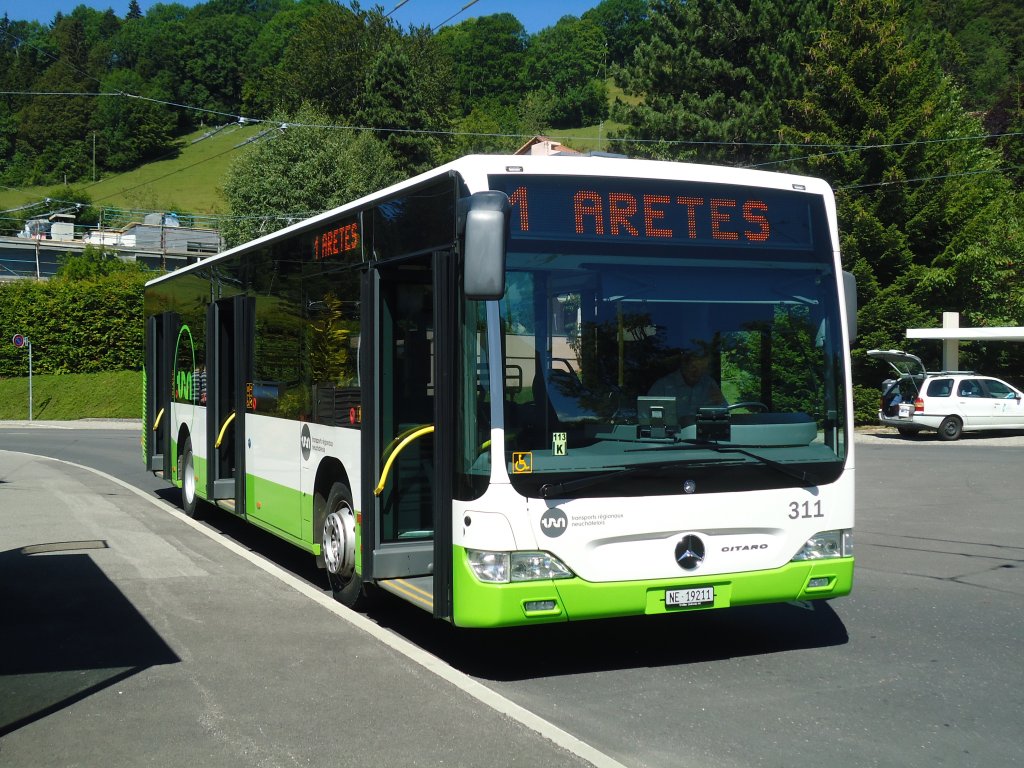 TRN La Chaux-de-Fonds - Nr. 311/NE 19'211 - Mercedes Citaro am 11. Juli 2011 in La Chaux-de-Fonds, Recorne