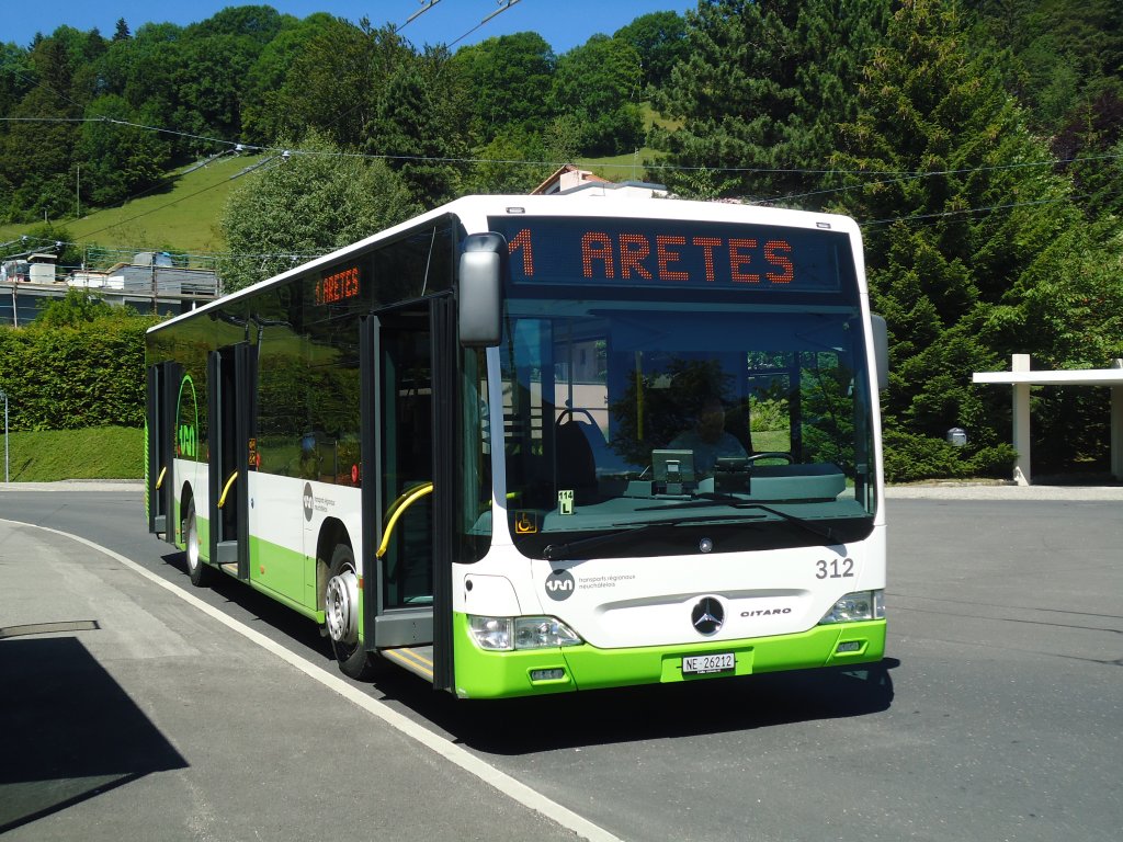 TRN La Chaux-de-Fonds - Nr. 312/NE 26'212 - Mercedes Citaro am 11. Juli 2011 in La Chaux-de-Fonds, Recorne