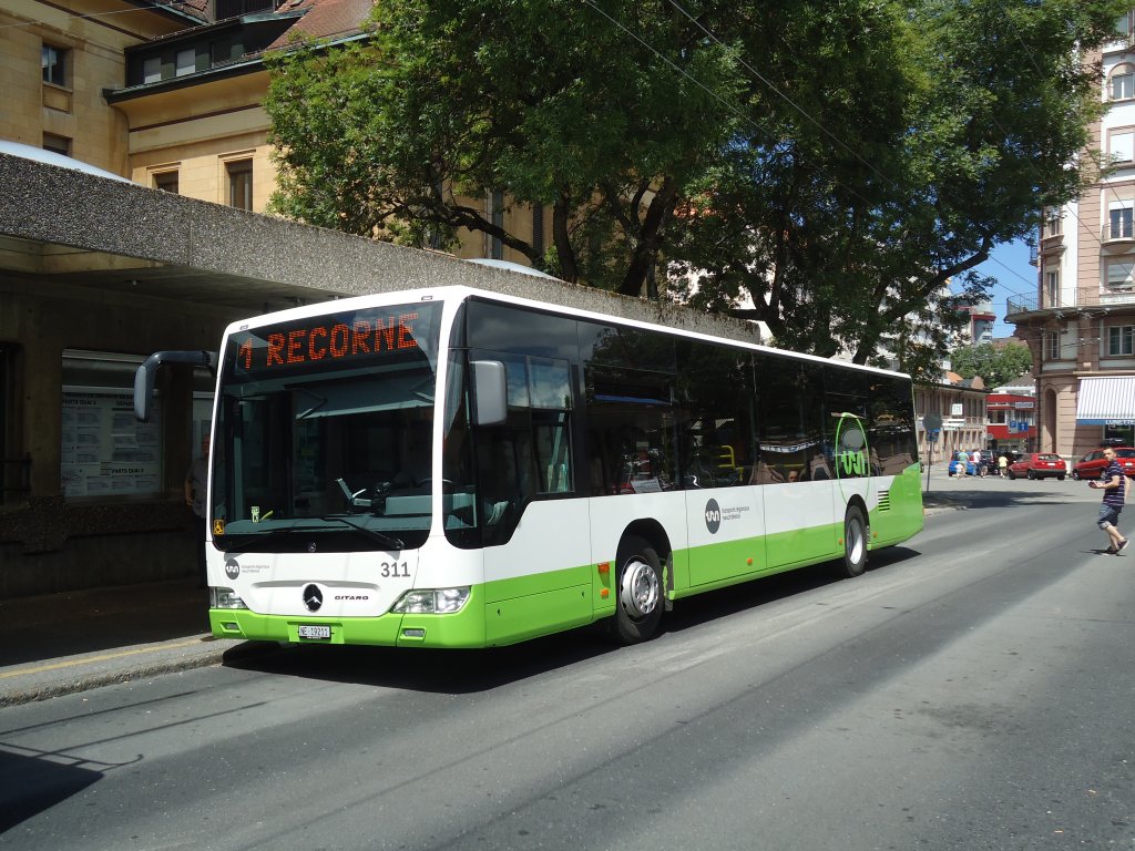 TRN La Chaux-de-Fonds - Nr. 311/NE 19'211 - Mercedes Citaro am 11. Juli 2011 beim Bahnhof La Chaux-de-Fonds