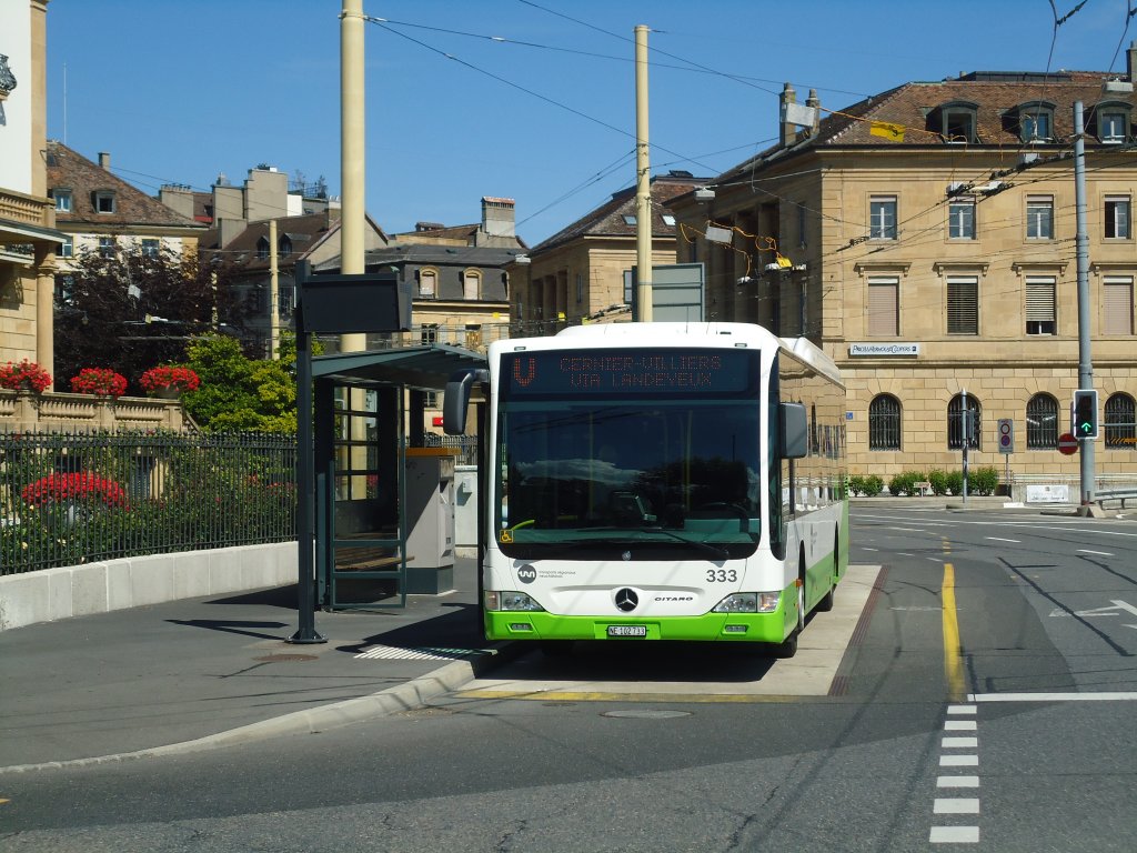 TRN La Chaux-de-Fonds - Nr. 333/NE 102'733 - Mercedes Citaro am 11. Juli 2011 in Neuchtel, Place Pury