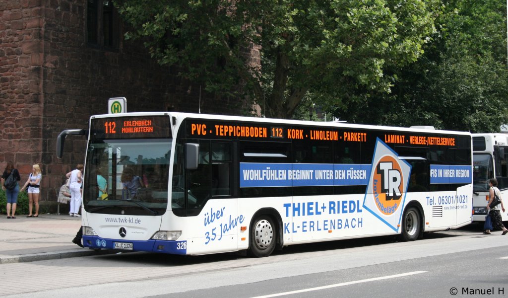 TWK 326 (KL C 1326) mit Werbung fr Thiel und Riedl.
Kaiserslautern Fruchthallstr. 2.7.2010.