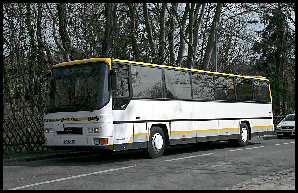 Unbekannter MAN der Fa. Busverkehr Oder-Spree GmbH auf der Linie 436 nach Frstenwalde (Erkner 06.04.2010)