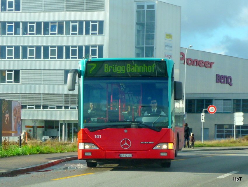 VB Biel - Mercedes Citaro Nr.141 BE 560141 unterwegs auf der Linie 7 im Brggmoos am 12.12.2009