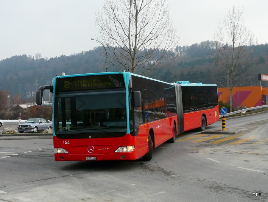 VB Biel - Mercedes Citaro Nr.154  BE 653154 unterwegs auf der Linie 2 in Bzingen am 23.01.2010