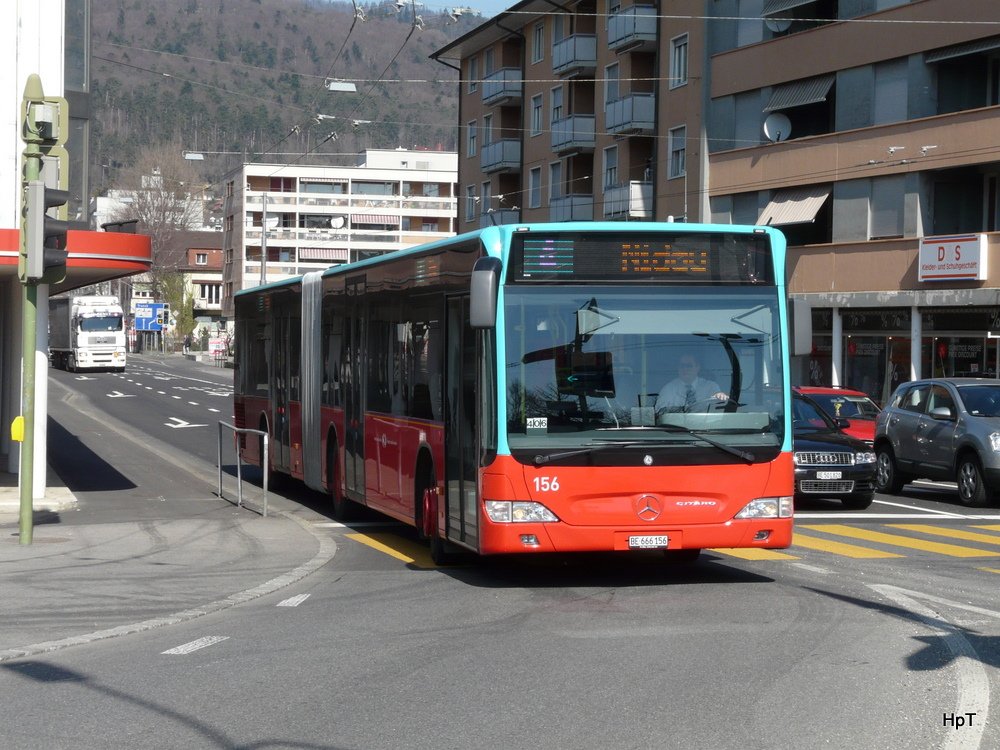 VB Biel - Mercedes Citaro Nr.156  BE 666156 unterwegs auf der Linie 4 in Nidau am 19.03.2010