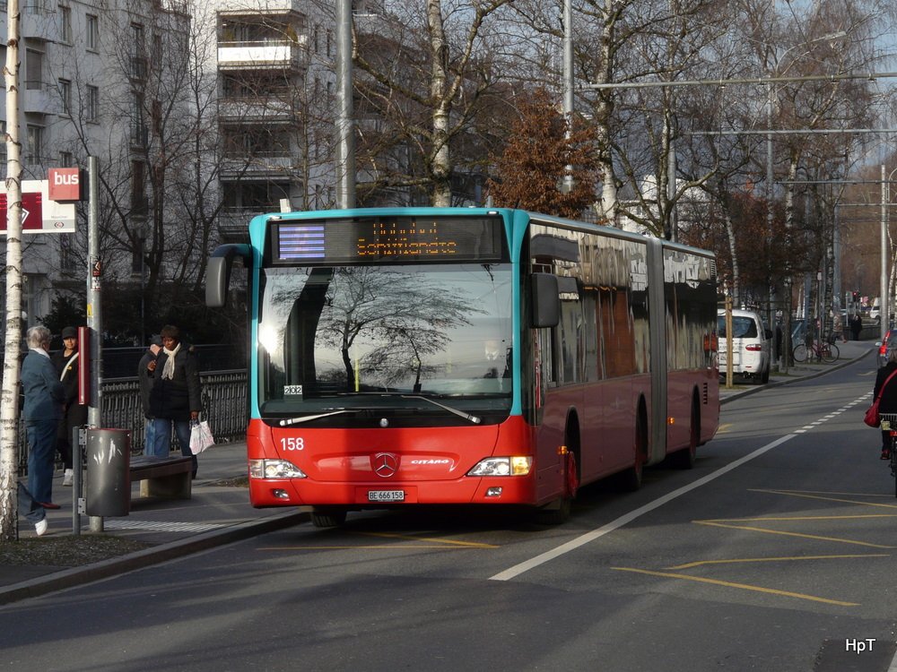 VB Biel - Mercedes Citaro Nr.158  BE 666158 unterwegs auf der Linie 2 in der Stadt Biel am 17.03.2010