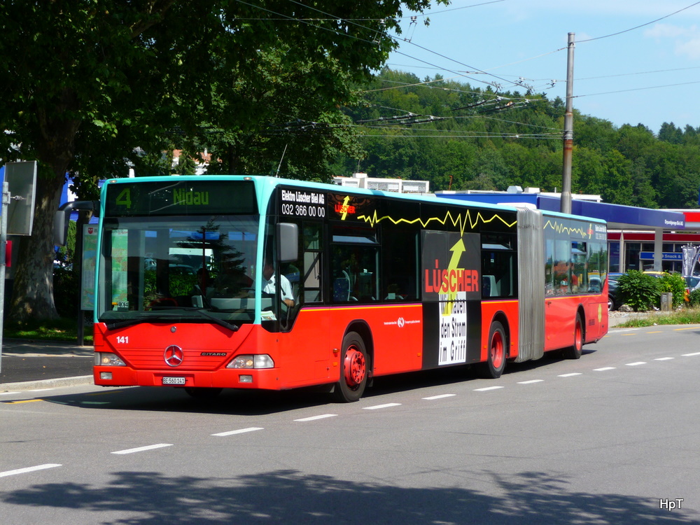 VB Biel - Mercedes Citaro Nr.141  BE 560141 unterwegs auf der Linie 4 in Mett am 11.08.2010