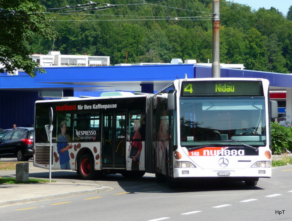 VB Biel - Mercedes Citaro Nr.148 BE 572148 unterwegs auf der Linie 4 in Mett am 11.08.2010