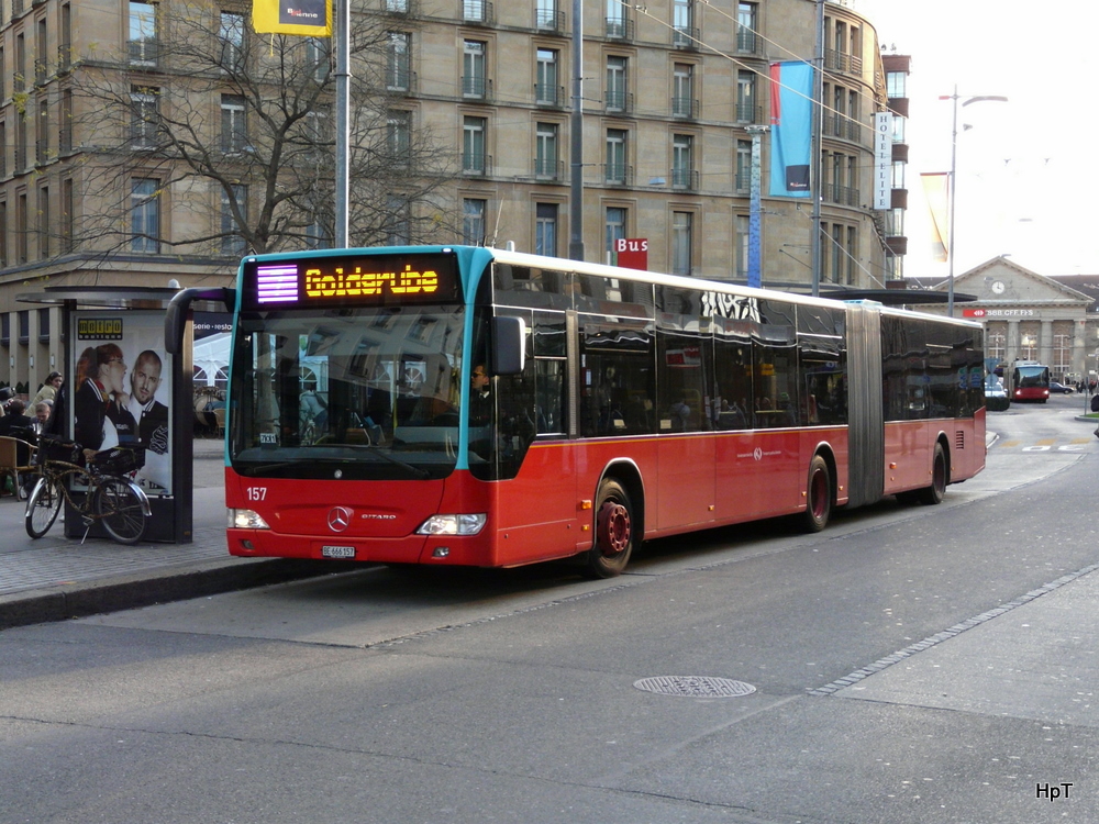 VB Biel - Mercedes Citaro  Nr.157  BE 666157 unterwegs auf der Linie 7 in der Stadt Biel am 13.11.2010