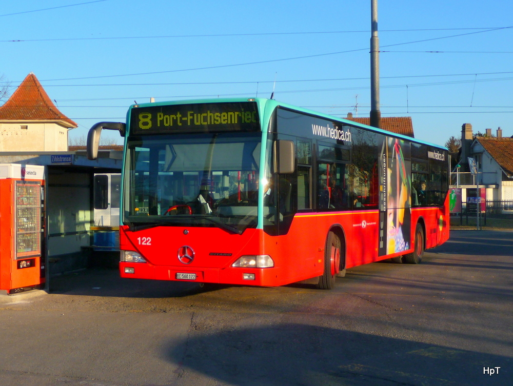 VB Biel - Mercedes Citaro  Nr.122  BE  560122 unterwegs auf der Linie 8 in Nidau am 07.02.2011
