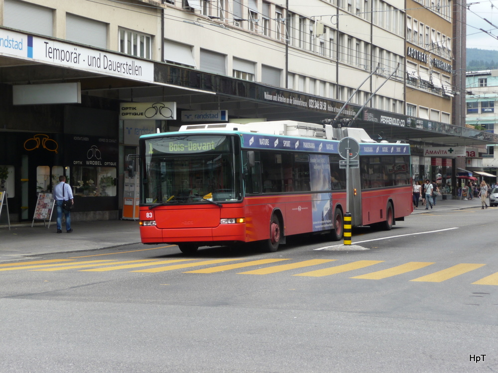 VB Biel - NAW Trolleybus Nr.83 unterwegs auf der Linie 1 in Biel am 05.08.2011