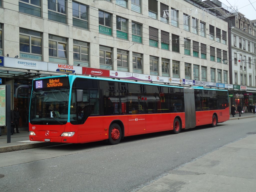 VB Biel - Nr. 157/BE 666'157 - Mercedes Citaro am 29. Dezember 2012 in Biel, Guisanplatz