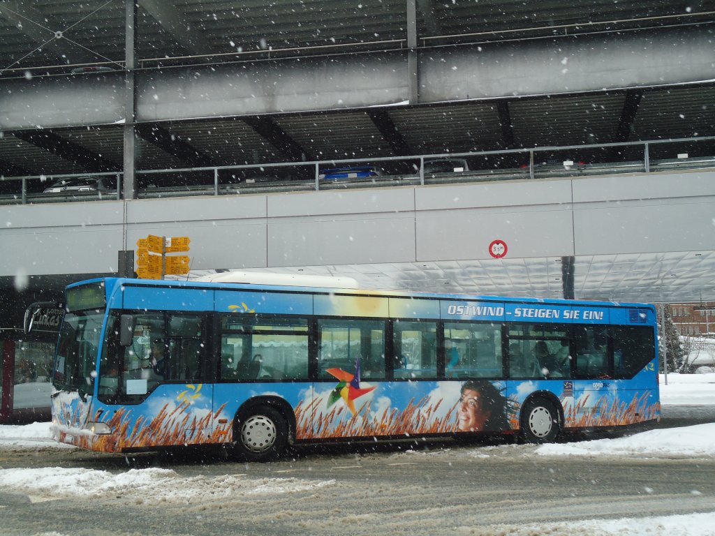 VBH Herisau - Nr. 7/AR 20'556 - Mercedes Citaro am 15. Februar 2012 beim Bahnhof Herisau (mit Vollwerbung fr  OSTWIND )