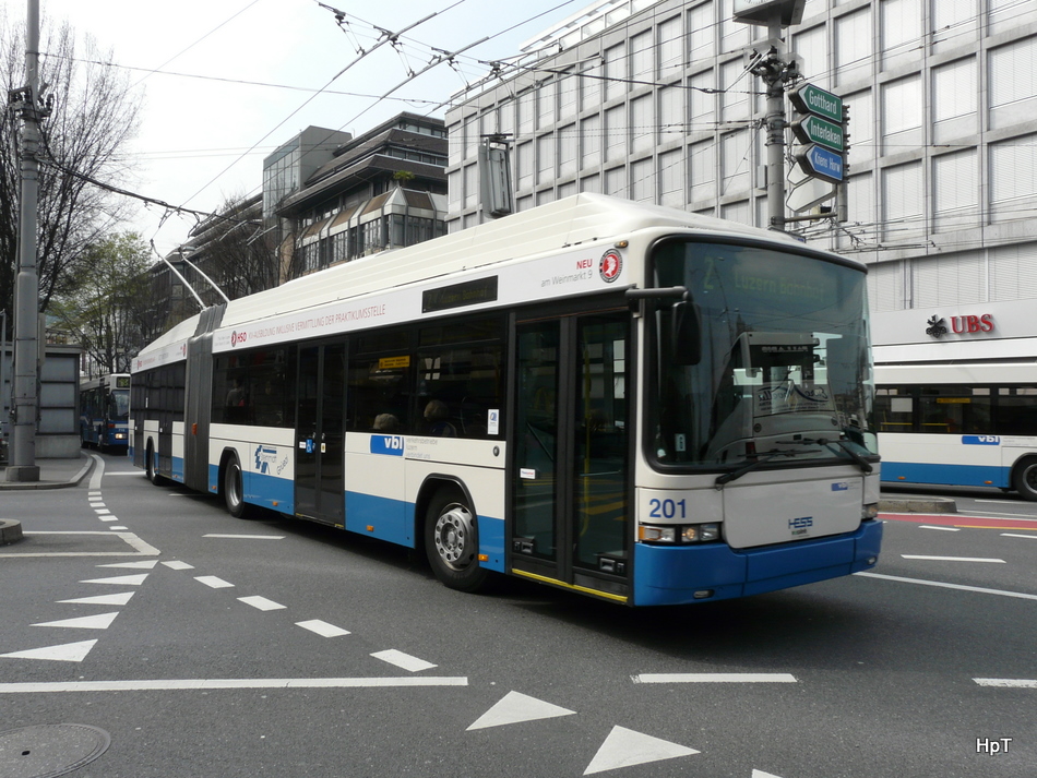 VBL - Hess-Swissrolley BGT-N2C Nr.201 unterwegs auf der Linie 2 am 10.04.2010