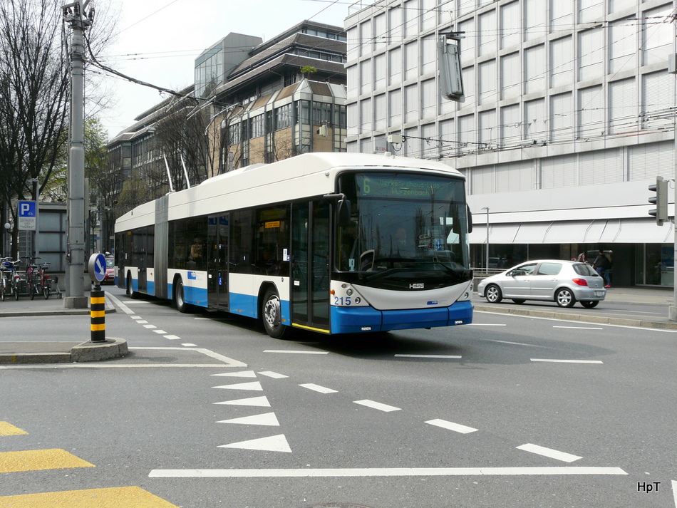VBL - Hess-Swisstrolleybus BGT-N2C Nr.215 unterwegs auf der Linie 6 am 10.04.2010
