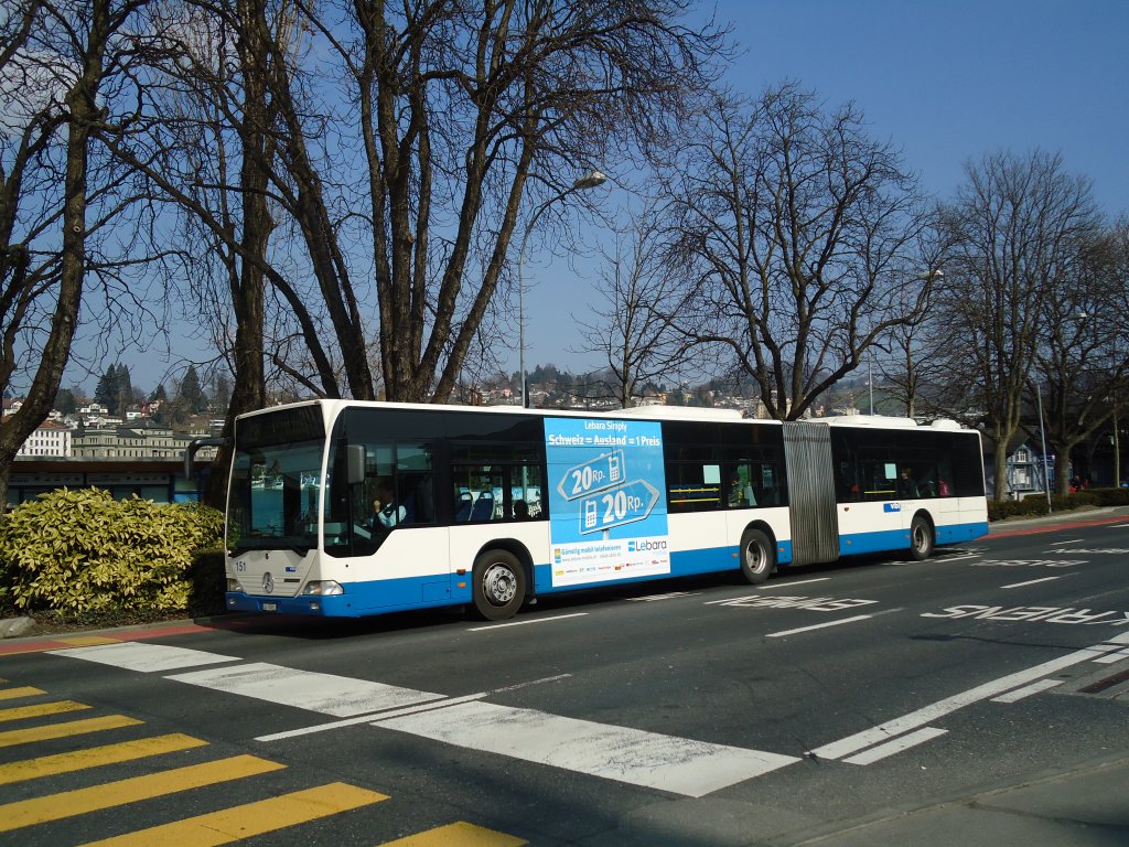 VBL Luzern - Nr. 151/LU 15'051 - Mercedes Citaro am 11. Mrz 2011 beim Bahnhof Luzern