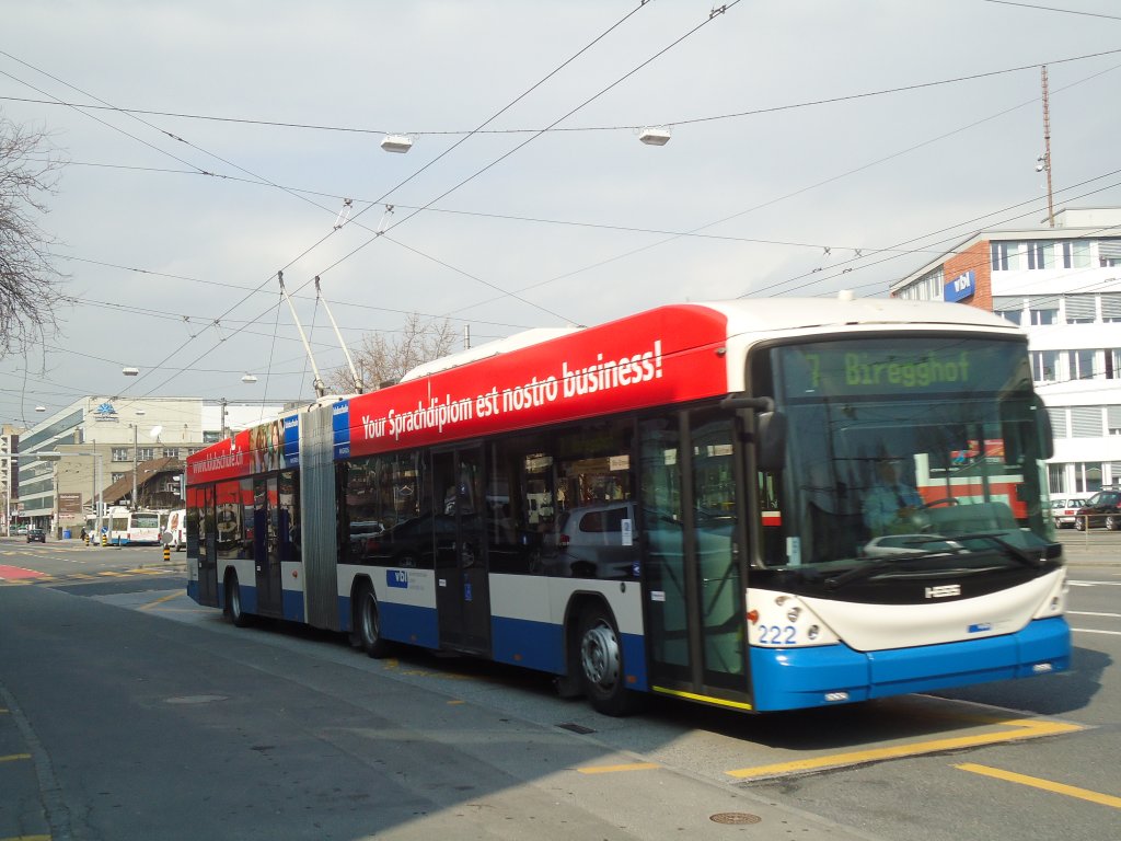 VBL Luzern - Nr. 222 - Hess/Hess Gelenktrolleybus am 11. Mrz 2011 in Luzern, Weinbergli